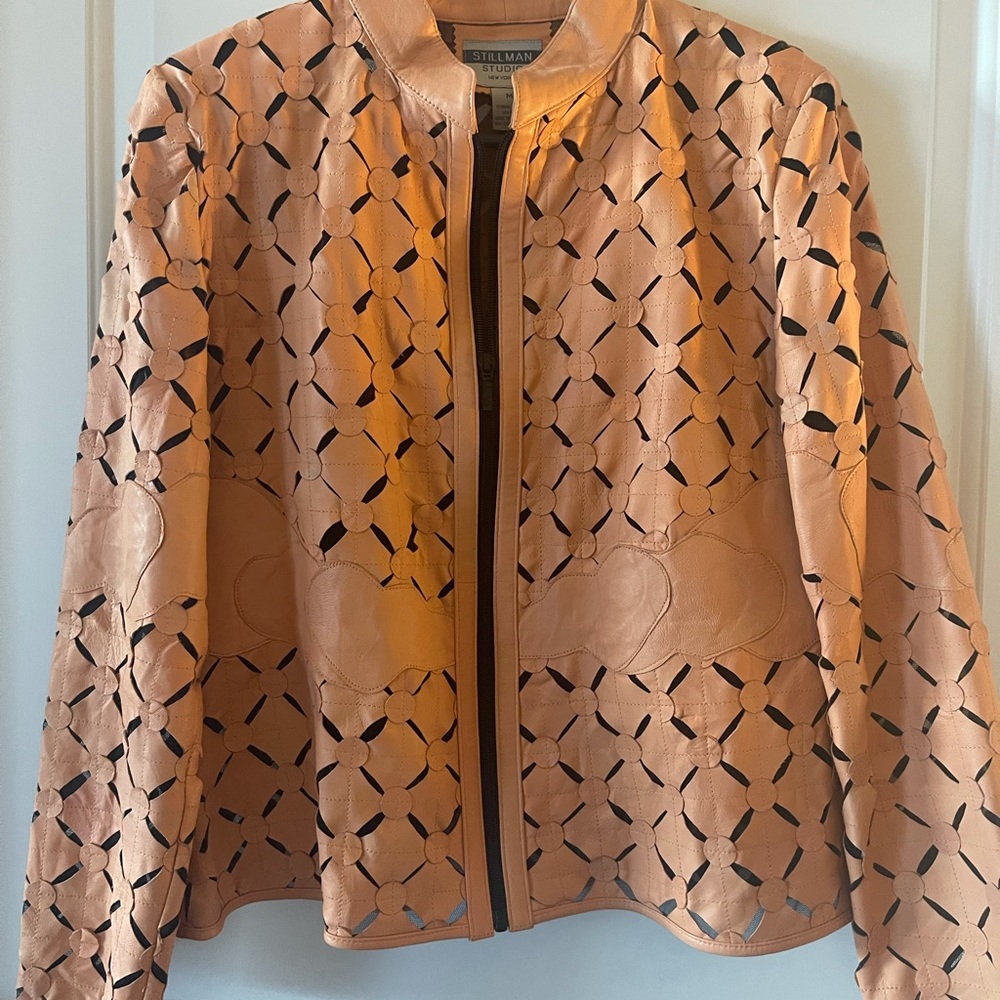 Leather Jacket with black mesh lining.  Stillman Studio. Medium.